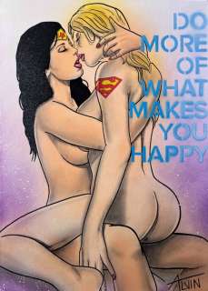 Alvin Silvrants | Wonder Woman and Supergirl do what makes them happy - Original illustration by Alvin Silvrants | Catawiki
