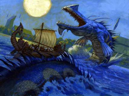 Christopher Moeller - magic the gathering card art (river serpent)