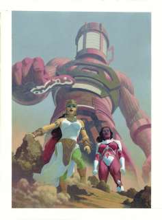 Esad Ribic - eternals: celestia #1 painted art cover - la - ajak and makkari vs. The celestial: arishem the judge - 2021 signed