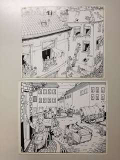 Buth - | Buth - 2 originele tekeningen De Malcontenten - Staanplaatsen - Venters (periode 1947-1951) | Catawiki