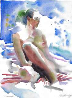 Veronica Kruchkovskaya | Pin Up - V. Kruchkovskaya - Original 30x40 Watercolor Sexy Girl Signed - Page volante - Exemplaire unique - (2023) | Catawiki