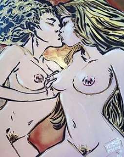 Tushikuni (1973) | stencil - GOLD FRIENDS (Mohamed Aouamri VS Kuni) | Catawiki