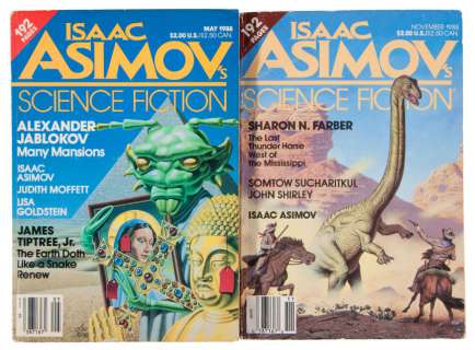HANK JANKUS PAIR OF ORIGINAL ART INTERIOR ILLUSTRATIONS FOR ISAAC ASIMOV MAGAZINES. | Hake’s