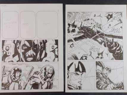 Roberto de Angelis | Nathan Never n. 248 - Roberto De Angelis - 2x Tavole Originali "Scontro Finale" - Page volante - Exemplaire unique - (2012) | Catawiki