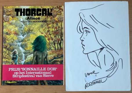 Rosinski | Thorgal 8 - Alinoe met wikkel + een dédicace van Rosinski op een los vel papier. - Broché - EO - (1985) | Catawiki