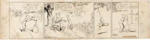 Frank King Gasoline Alley Daily Comic Strip Original Art (Chicago Tribune, 1929). Skeezix can‘t stop long enough -