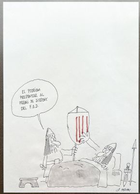 Dibujo EL PERICH - Origen Bandera Cataluña Catalana 4 Barras Senyera Guifré el Pilós - Enmarcado | todocoleccion (Buy It Now)