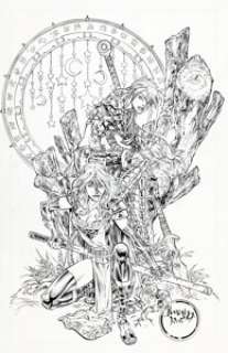 Dan Norton and José Alberto Gutierrez (signing as JAG) Lady Pendragon/More Than Mortal #1 Cover Original Art -