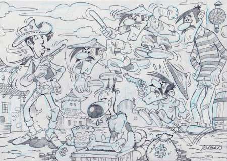 Jordan, Julian | Jordan, Julian - dessin original - Lucky Luke - L’Héritage de Rantanplan | Catawiki