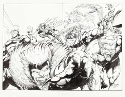 Darick Robertson Wizard X-Men Cover Original Art (Wizard, c. 1994). British artist Darick Robertson (of The Boys -