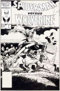 Mark Bright Spider-Man versus Wolverine #1 Cover Original Art (Marvel, 1987). A dynamic and iconic cover - | Heritage
