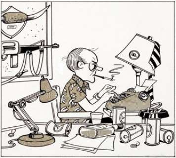 Garry Trudeau You‘re Never Too Old for Nuts and Berries "Writer‘s Pit" Illustration Original Art -