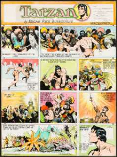 Burne Hogarth Tarzan Hand-Colored Sunday Comic Strip #626 Original Art dated 5-16-43 (United Feature Syndicate, - | Heritage