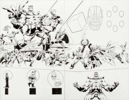 Jim Starlin and Al Milgrom Thanos #1 Double Splash Page 10-11 Original Art (Marvel, 2003). A fantastic two-page - | Heritage