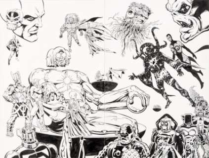 Jim Starlin and Al Milgrom Marvel Universe: The End #4 Double Splash Page 21-22 Original Art (Marvel, -