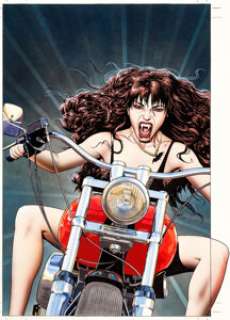 Brian Bolland Vamps #2 Cover Original Art (DC, 1994). High-octane horror... Hell on wheels... call it what -