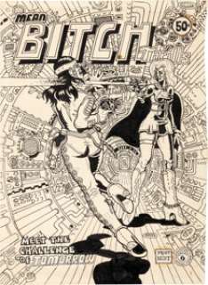 Spain Rodriguez Mean Bitch Thrills Cover Original Art (Print Mint, 1971). The late Underground Comix legend -