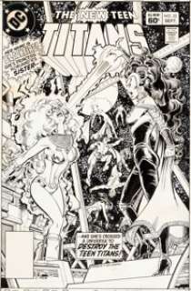George Perez and Dick Giordano New Teen Titans #23 Cover Original Art (DC, 1982). "Her name is - | Heritage