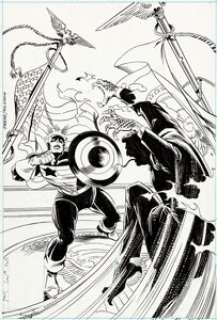 Ron Frenz and Al Milgrom Captain America #344 The Captain and PotUS Cover Original Art (Marvel, 1988). On a - | Heritage
