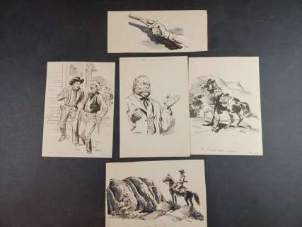 Sergio Tarquinio | El Coyote - Sergio Tarquinio - 5x Illustrazioni Originali "El Coyote di Josè Mallorqui" - Firmate - Page volante - Exemplaire unique | Catawiki