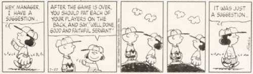 Charles Schulz Peanuts Daily Comic Strip Charlie Brown and Lucy Original Art dated 7-27-91 (United Feature Syndica... | Heritage