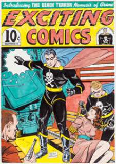  - Sheldon Moldoff Exciting Comics #9 Cover Recreation Black Terror Original Art (c. 2000s)....
