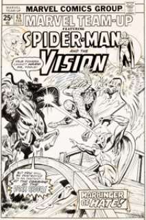  - Ed Hannigan and Mike Esposito Marvel Team-Up #42 Cover Spider-Man and Vision Original Art and Color Guide (Marvel,...