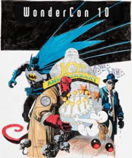  - Mike Mignola and Steve Oliff WonderCon 10 Convention Program Cover Batman and Hellboy Original Art (WonderCon, 199...