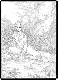 Tamburo, Nico | Pin Up N. Tamburo original artwork - Woman near the river - Page volante - Exemplaire unique - (2023/2023) | Catawiki