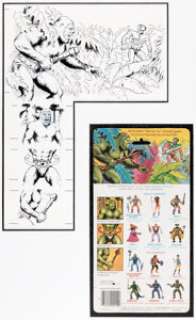 Dave Stevens Masters of the Universe Moss Man Action Figure Blister Card Back Illustration Original Art (Mattel, 1...