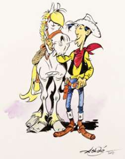 Achdé Lucky Luke et Jolly Jumper Illustration Originale (2017)....