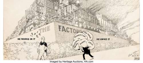 Winsor McCay - Editorial Cartoon "The Factory" Original Art (c. 1930s). McCay’s socio-economic - | Heritage