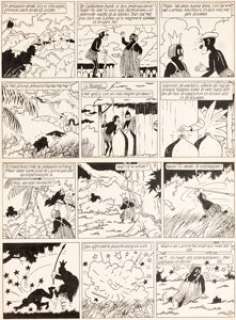 Bob de Moor | Les Nouvelles Aventures de Thyl et Lamme, Le Lama de Laïbona Strip 133/136 (Nieuws Van de Dag, 1951). Bob de Moor Les Nouvelles Aventures de Thyl et Lamme, Le Lama de Laïbona Original Art Comic Strip 133/136 (Nieuws Van de Dag, 1951). | Heritage