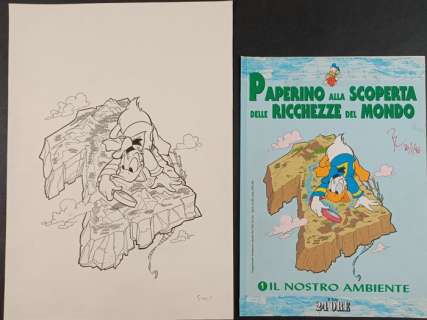 Lorenzo Pastrovicchio | Lorenzo Pastrovicchio - Originale di Copertina "Paperino alla Scoperta delle Ricchezze del Mondo" - (1996) | Catawiki