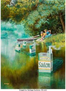 Kelly Freas - MAD #40 Back Cover Painting "Sailem Floating Cigarettes" Original Art (EC, 1958)....