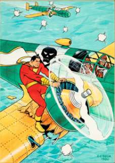 Beck, C. C. - C.C. Beck Whiz Comics #4 Cover Re-Creation Captain Marvel Original Art (1980). ...