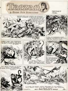 Hogarth, Burne - Burne Hogarth Tarzan #868 Sunday Comic Strip Original Art dated 10-26-47 (United Feature Syndicate, 1947)....
