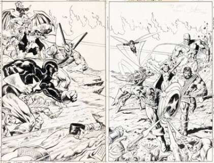 Texeira, Mark - Mark Texeira The Official Marvel Index to the Avengers #2 Wraparound Cover Original Art (Marvel, 1987).... (Total: 2 Original Art)
