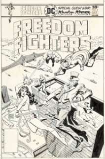 Chan, Ernie - Ernie Chan (as Ernie Chau) Freedom Fighters #4 Wonder Woman Cover Original Art (DC, 1976)....