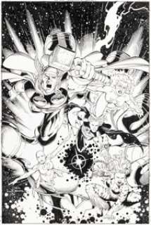 Sean Chen and Scott Hanna - Avengers Infinity #1 Cover Original Art (Marvel, 2000)....