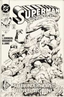 Jon Bogdanove and Dennis Janke - Superman: The Man of Steel #17 Cover Original Art (DC, 1992)....