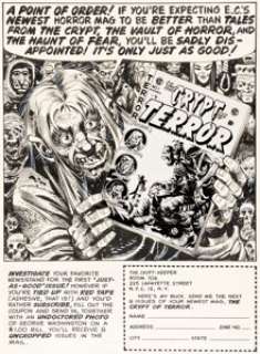Jack Davis Crypt of Terror #1 House Ad Illustration Original Art (EC, 1954). | Heritage
