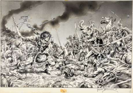 Frank Brunner The Savage Sword of Conan #30 Double Splash Page 2-3 Original Art (Marvel, 1978).