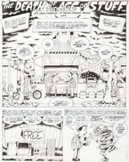 Peter Bagge Reason Magazine Complete 4-Page Story "The Death of the Age of Stuff" Original Art (Reason, 2013). (Total: 4 Original Art)