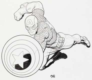 Frank Cho Marvel Universe Series One Ultimate Captain America Action Figure #012 Packaging Illustration Original Art (Marvel/Hasbro, 2008). | Heritage