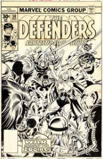 Al Milgrom The Defenders #50 Cover Original Art (Marvel, 1977).