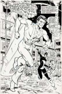 Todd McFarlane and Tony DeZuñiga Infinity, Inc. #22 Splash Page 12 Original Art (DC, 1986).