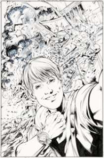 Danny Miki [Neil Edwards printed blue lines] Superman #34 Variant Cover Original Art (DC, 2014).