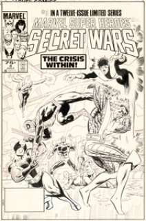 Mike Zeck Marvel Super-Heroes Secret Wars #3 Spider-Man vs. X-Men Cover Original Art (Marvel, 1984).