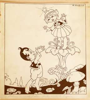 Antonio Rubino - Original illustration cm. 20x21. Ink. Signed. Mint